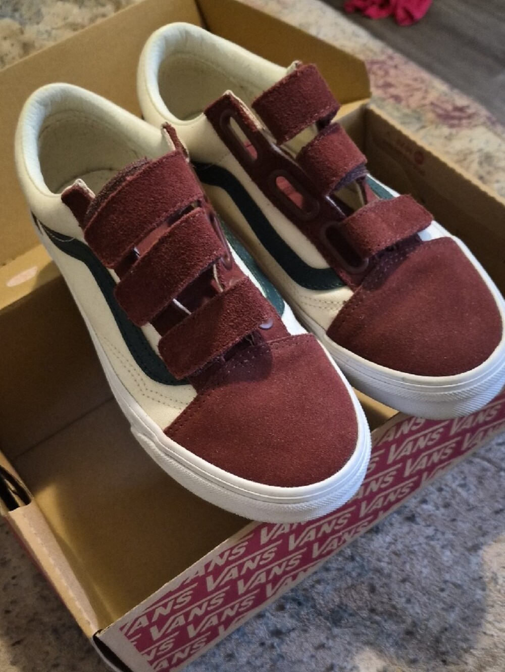 Boys VANS (Size 4.5) Old Skool V W/ Velcro Straps